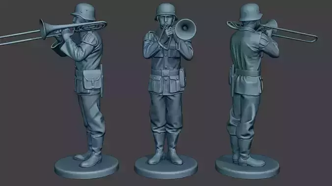 German musician soldier ww2 Stand trombone G8 3D print model