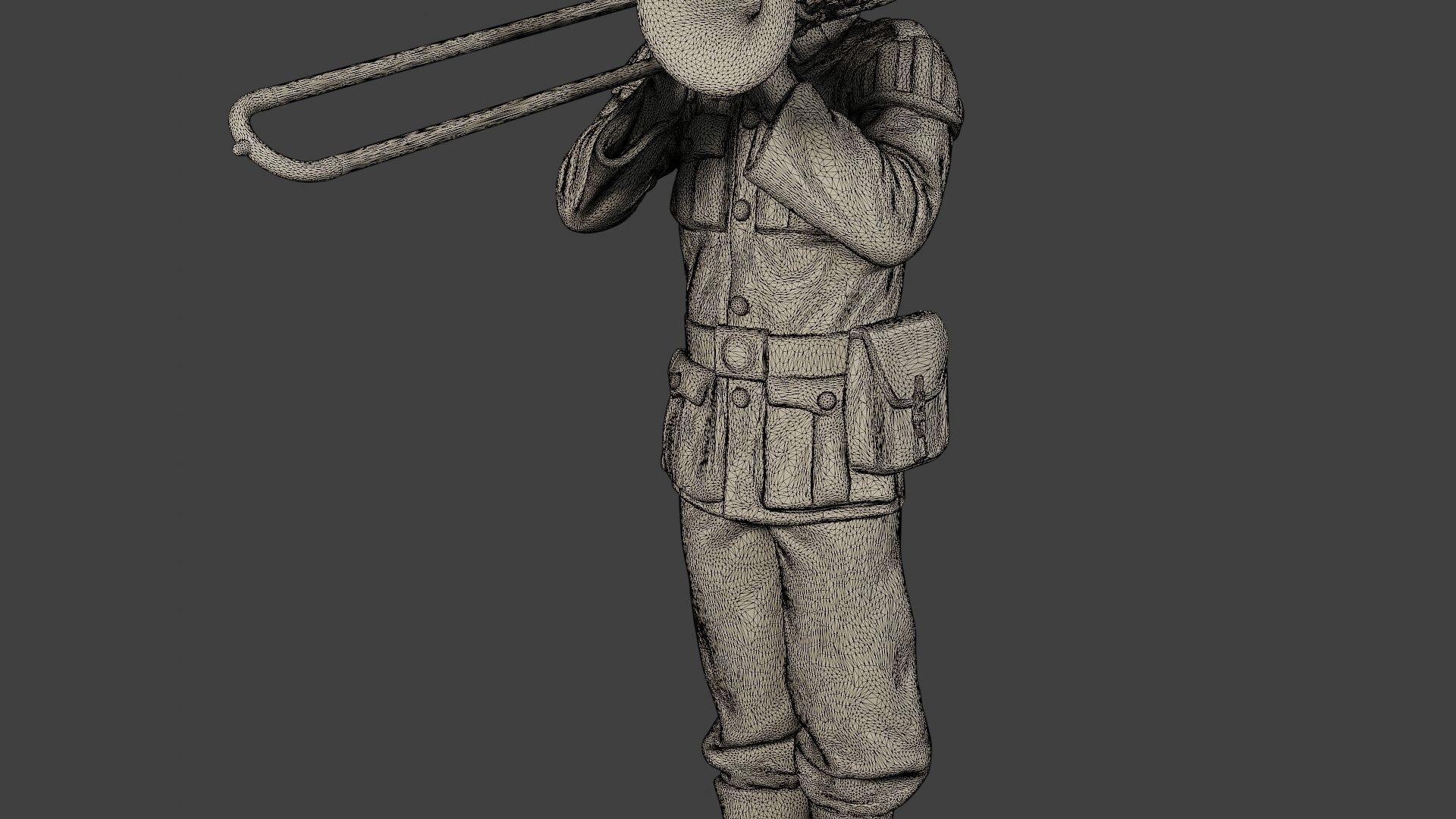 German musician soldier ww2 Stand trombone G8 3D print model_12