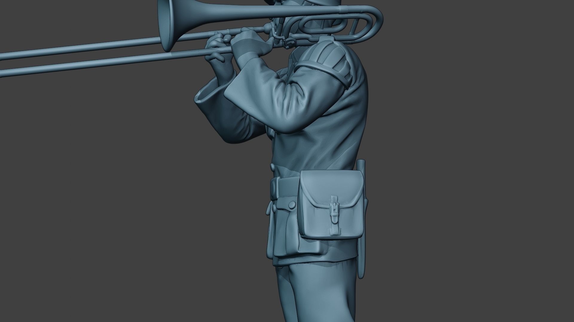 German musician soldier ww2 Stand trombone G8 3D print model_17
