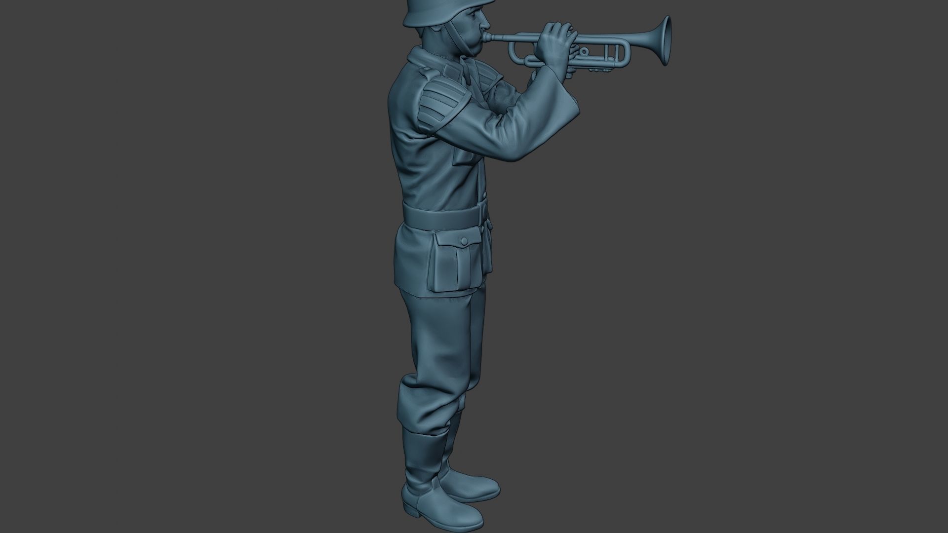 German musician soldier ww2 Stand trumpet G8 3D print model_30