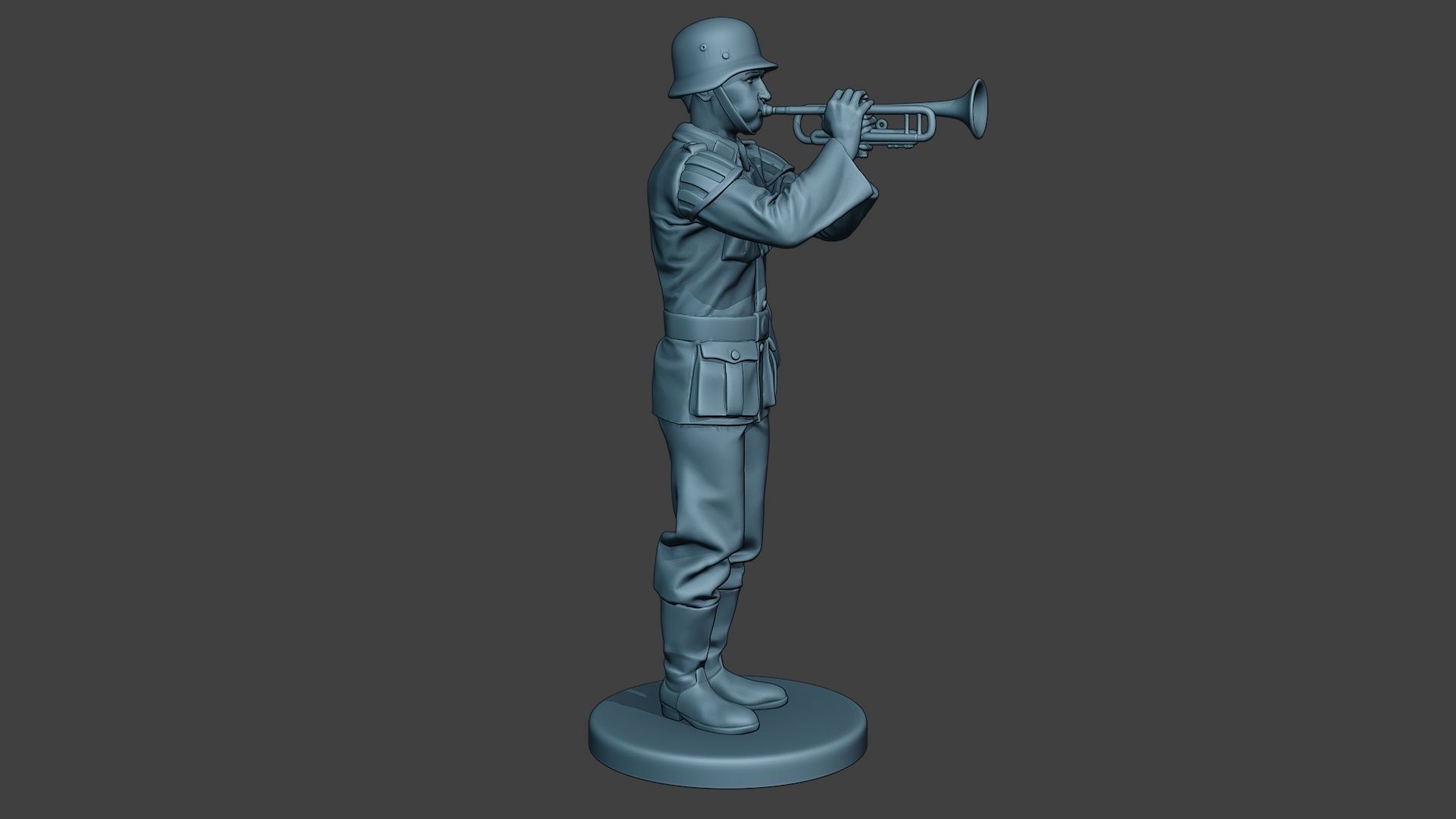 German musician soldier ww2 Stand trumpet G8 3D print model_9