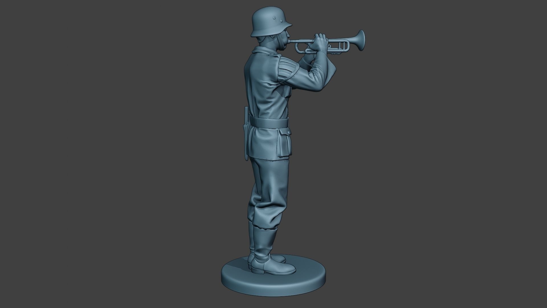 German musician soldier ww2 Stand trumpet G8 3D print model_8