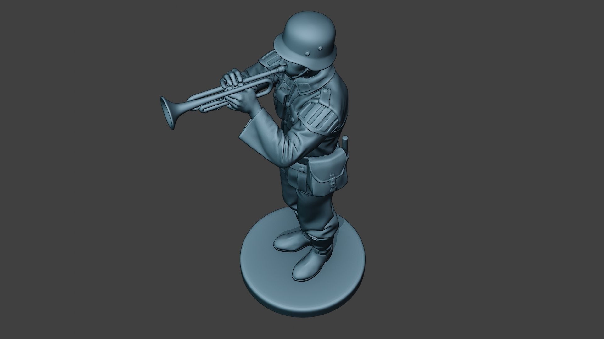 German musician soldier ww2 Stand trumpet G8 3D print model_15
