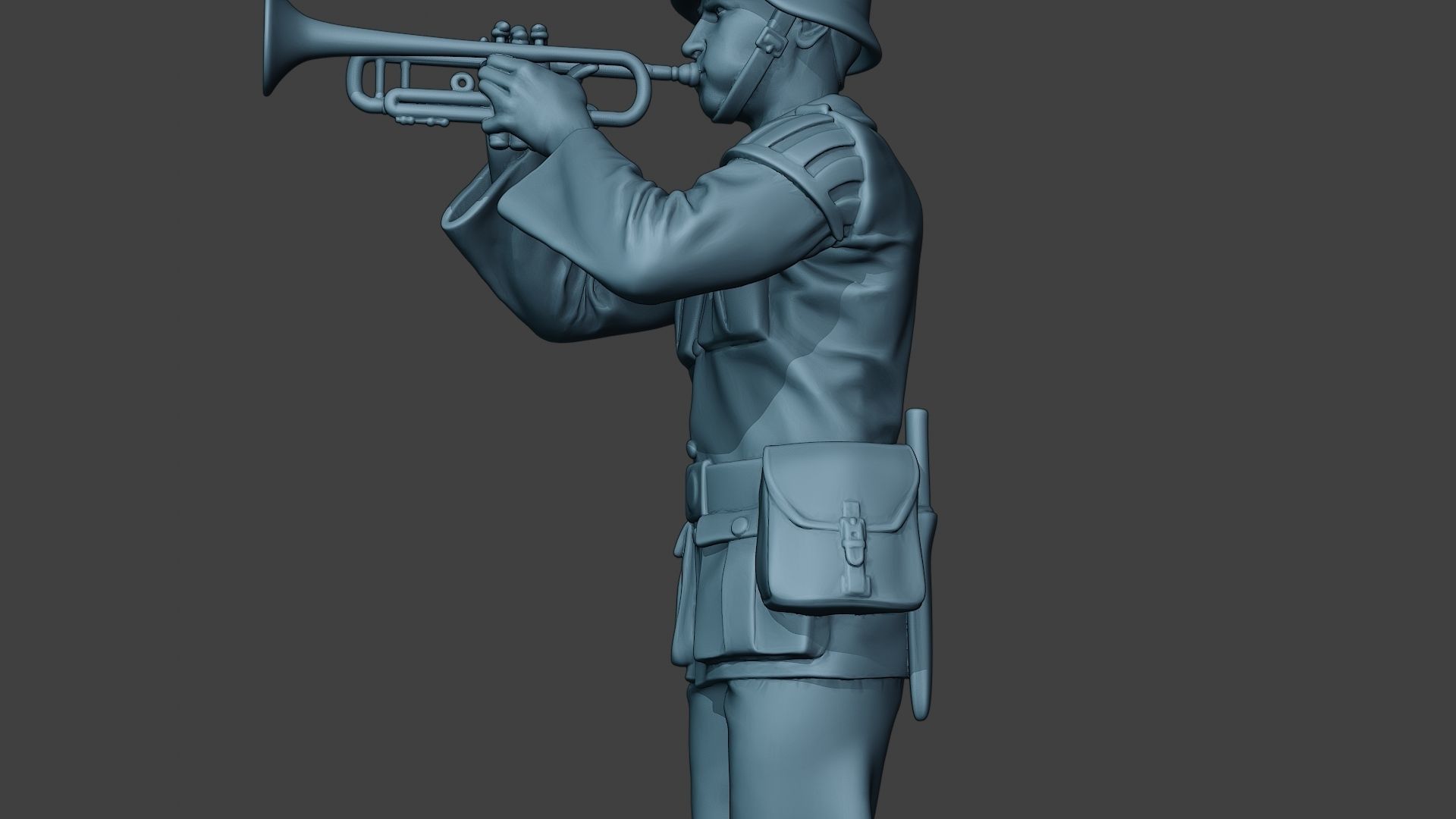 German musician soldier ww2 Stand trumpet G8 3D print model_17