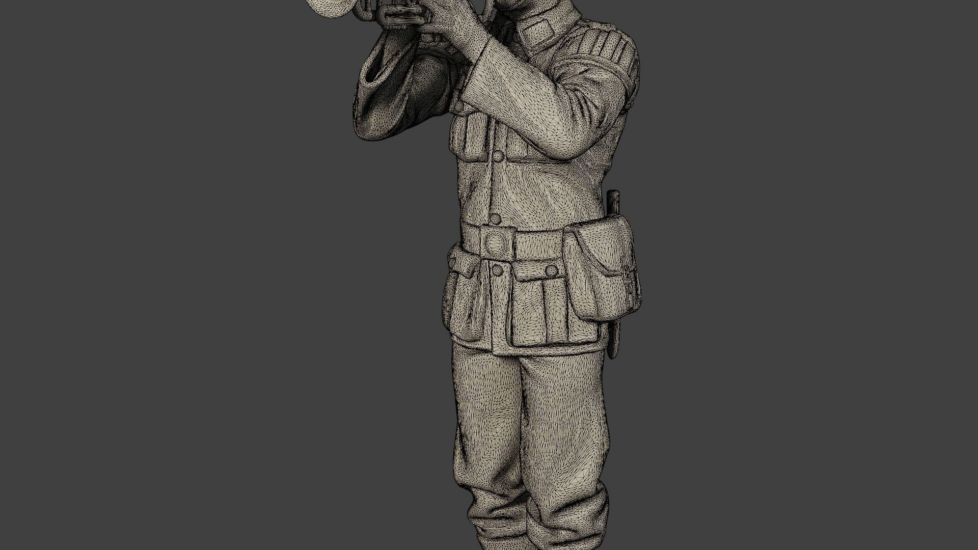 German musician soldier ww2 Stand trumpet G8 3D print model_12