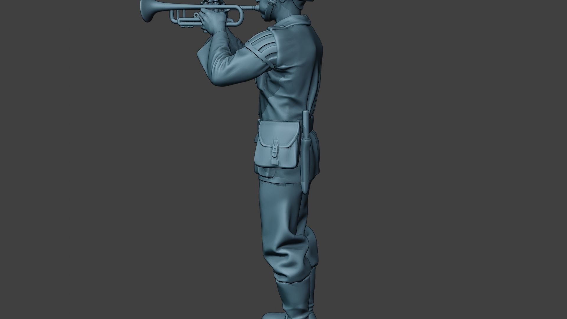 German musician soldier ww2 Stand trumpet G8 3D print model_26