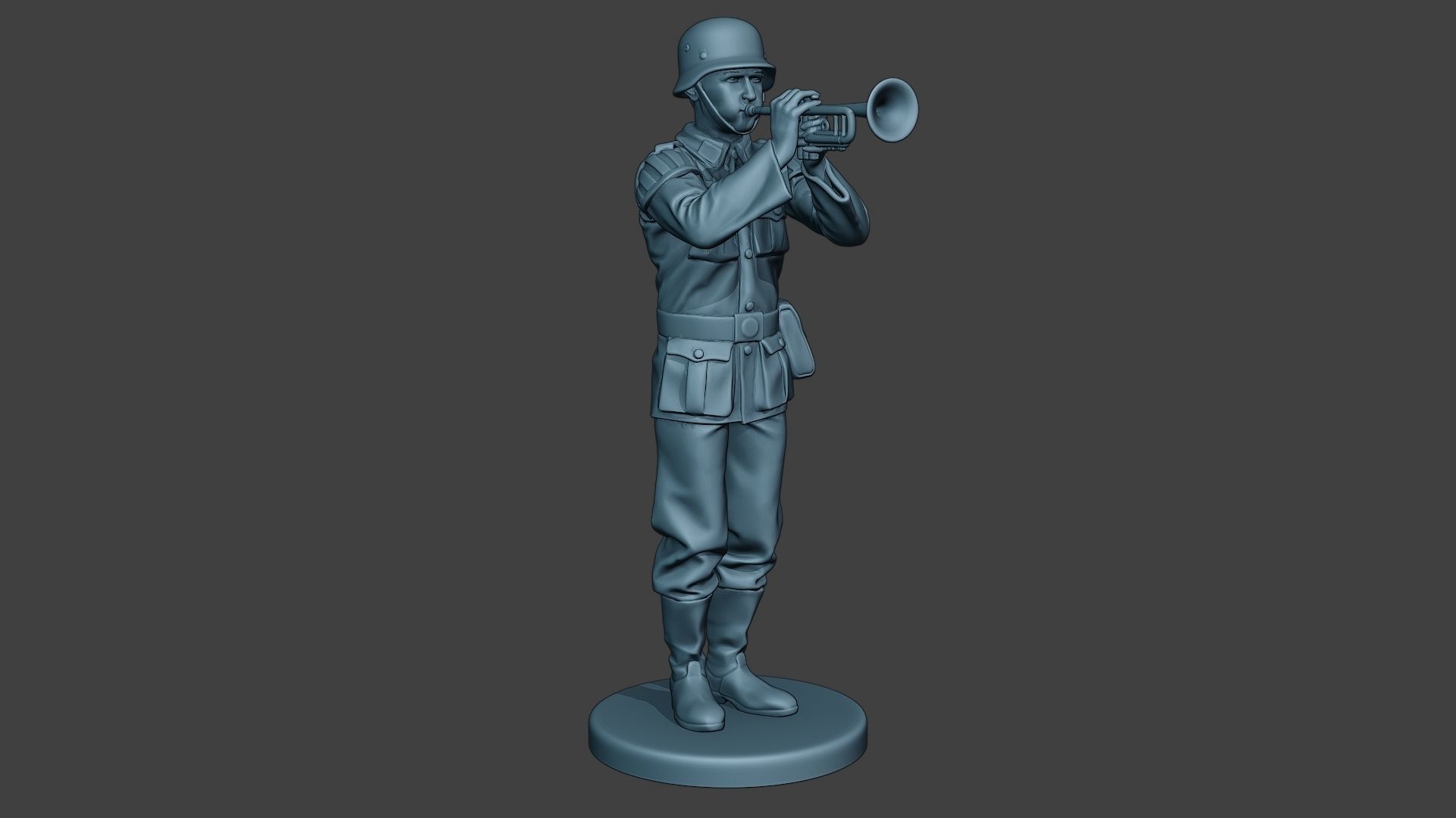 German musician soldier ww2 Stand trumpet G8 3D print model_10