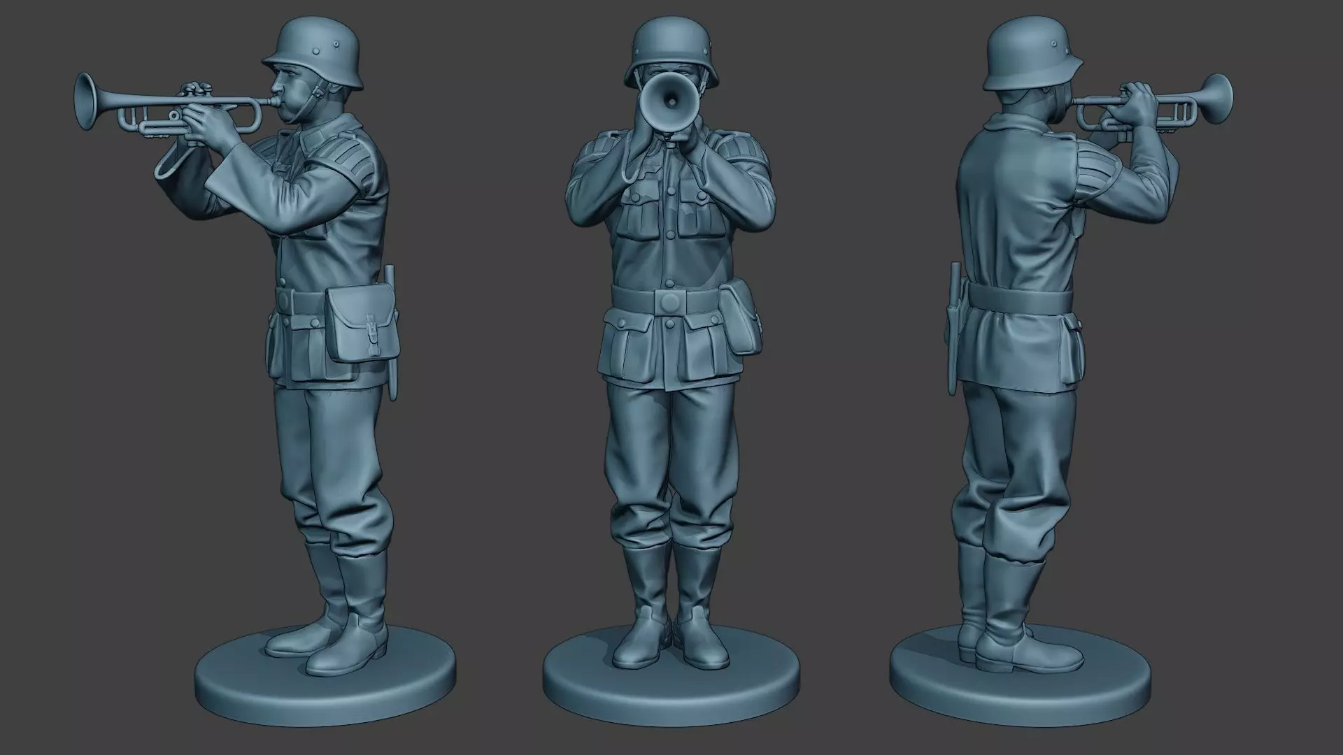 German musician soldier ww2 Stand trumpet G8 3D print model_0