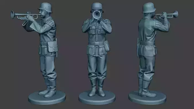 German musician soldier ww2 Stand trumpet G8 3D print model
