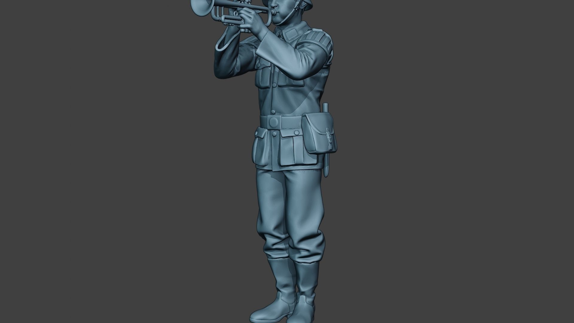 German musician soldier ww2 Stand trumpet G8 3D print model_27