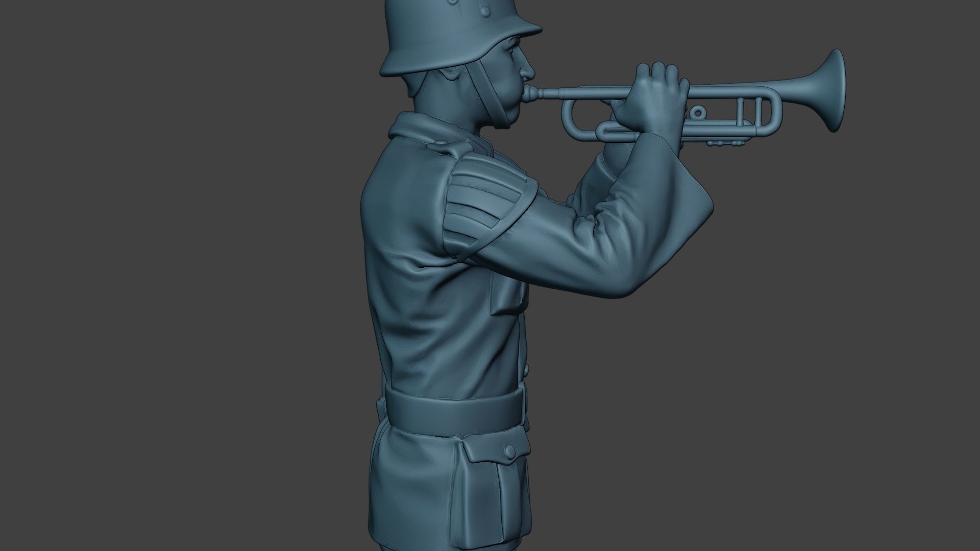 German musician soldier ww2 Stand trumpet G8 3D print model_20