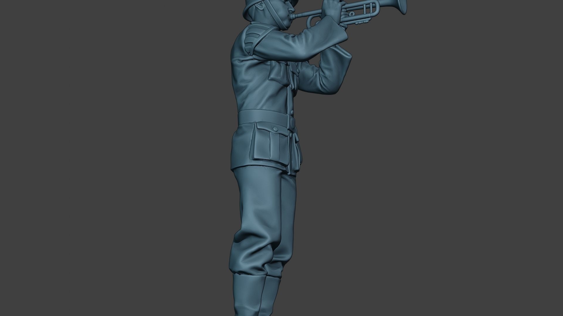 German musician soldier ww2 Stand trumpet G8 3D print model_29