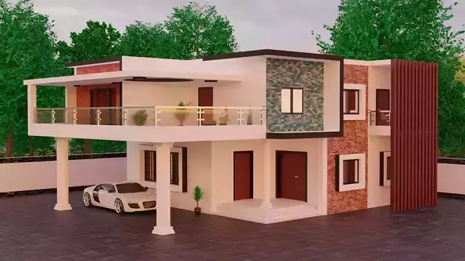 Real World Scaled 3D Two Story Building