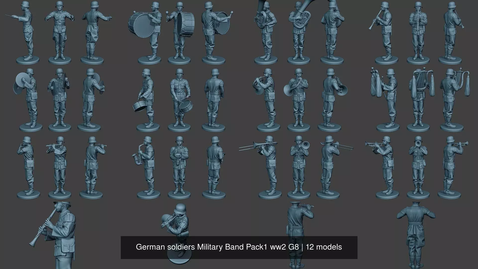 German soldiers Military Band Pack1 ww2 G8 3D Model Collection_1