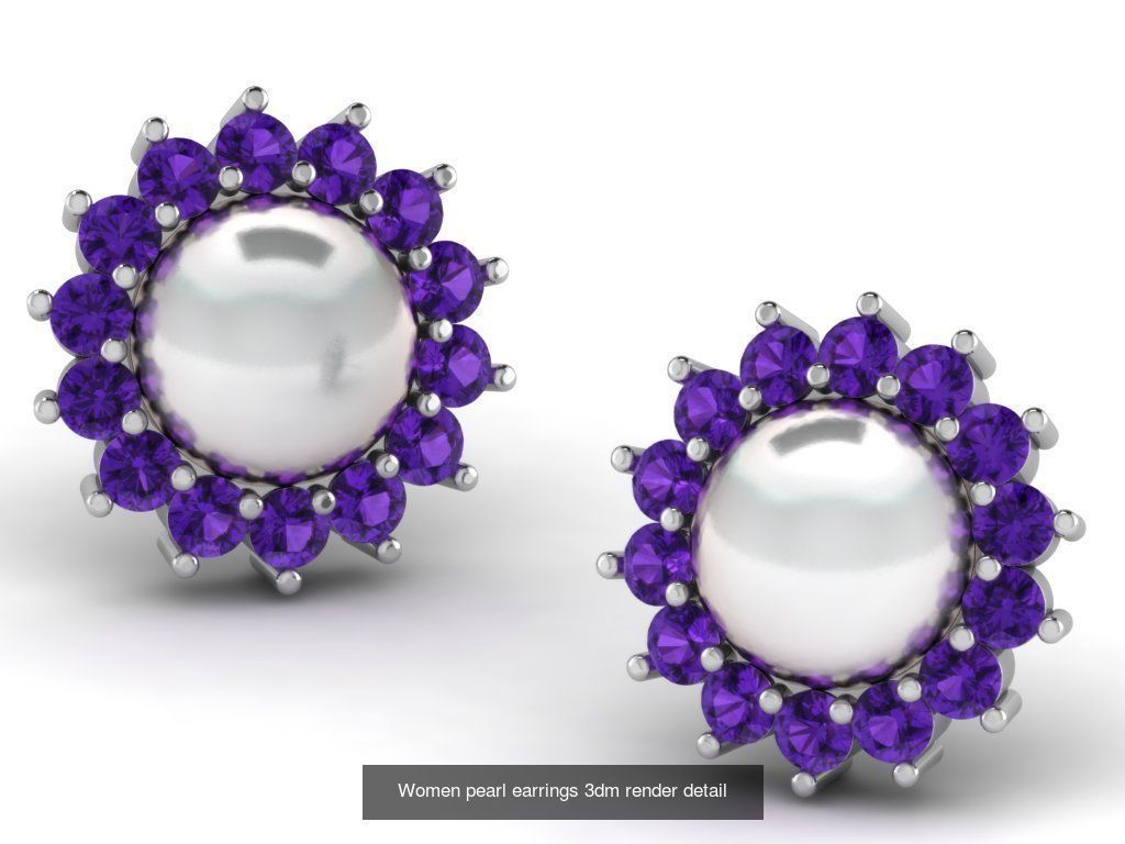 22 Studs Earrings 3dm renders details  3D Model Collection_14