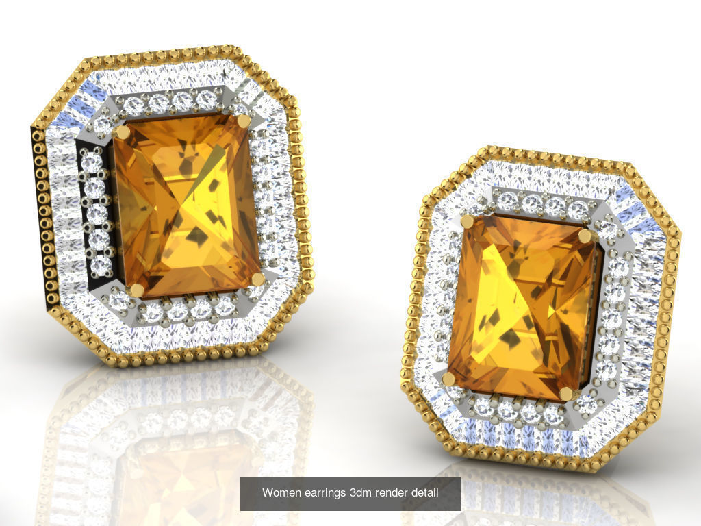 22 Studs Earrings 3dm renders details  3D Model Collection_9