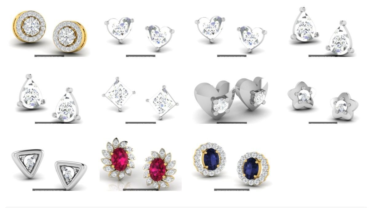 22 Studs Earrings 3dm renders details  3D Model Collection_1