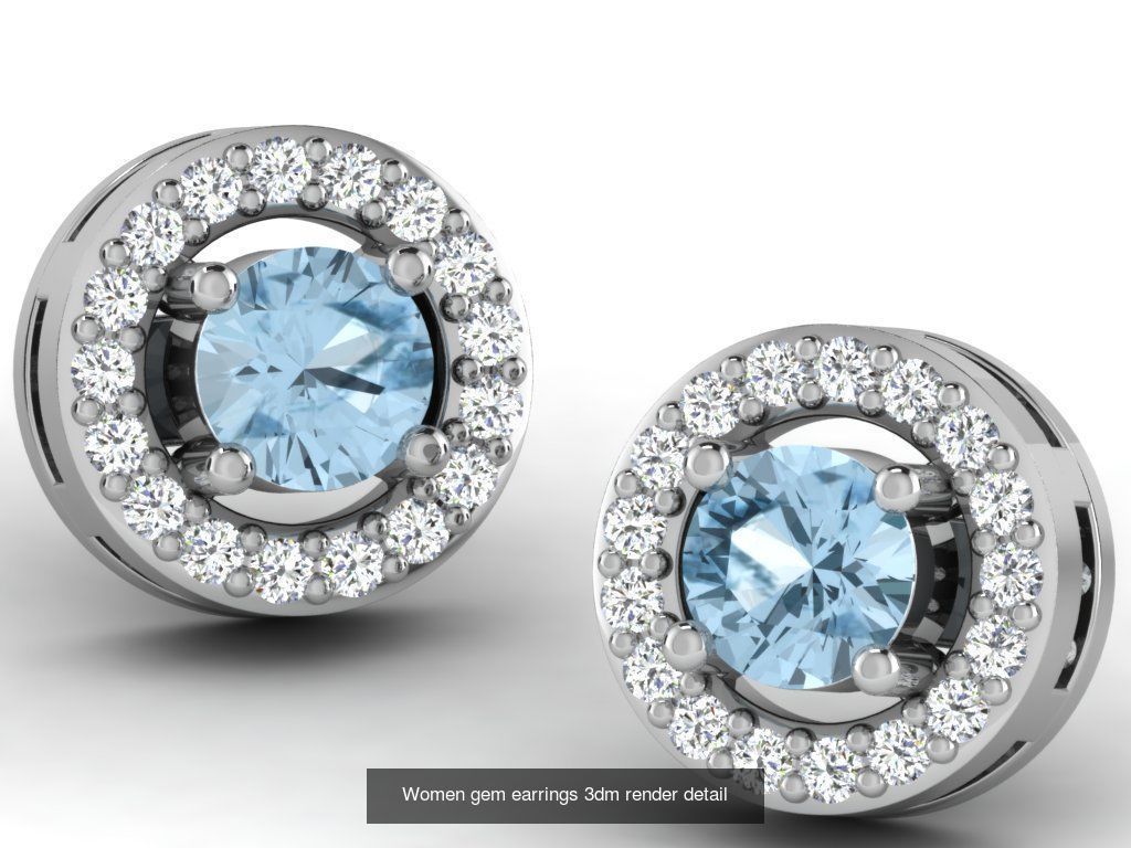 22 Studs Earrings 3dm renders details  3D Model Collection_11