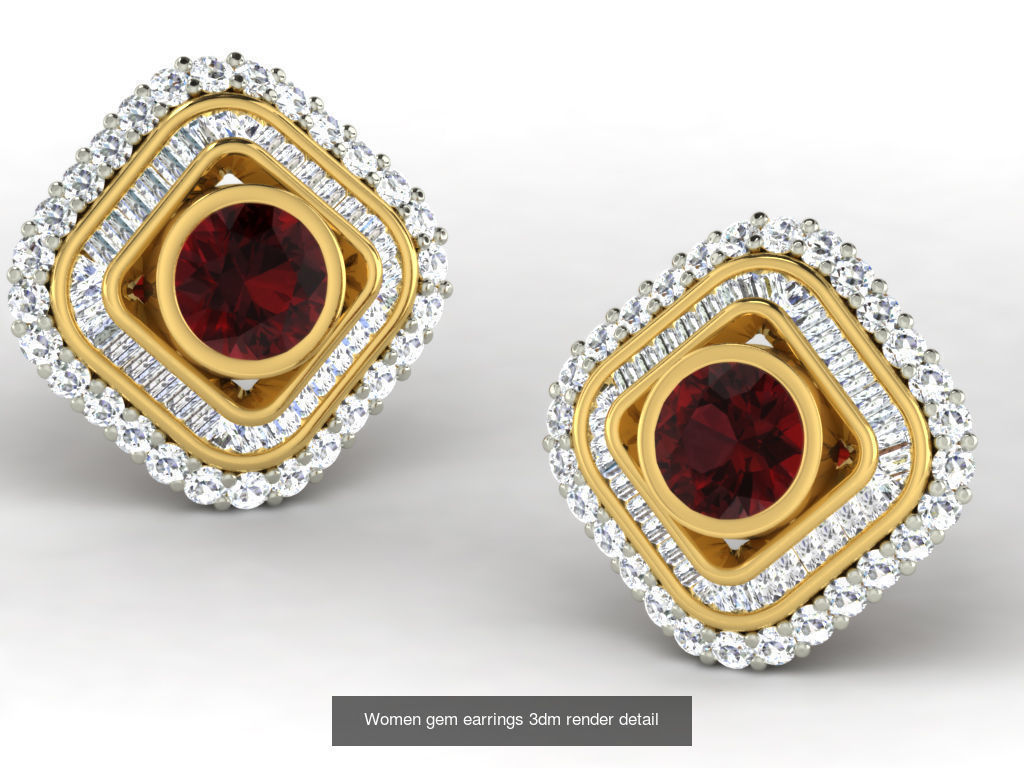 22 Studs Earrings 3dm renders details  3D Model Collection_8