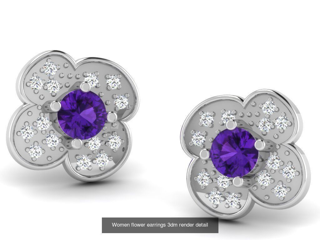 22 Studs Earrings 3dm renders details  3D Model Collection_17