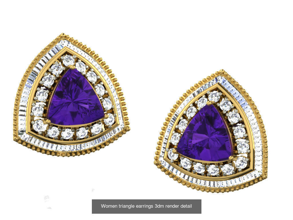 22 Studs Earrings 3dm renders details  3D Model Collection_10