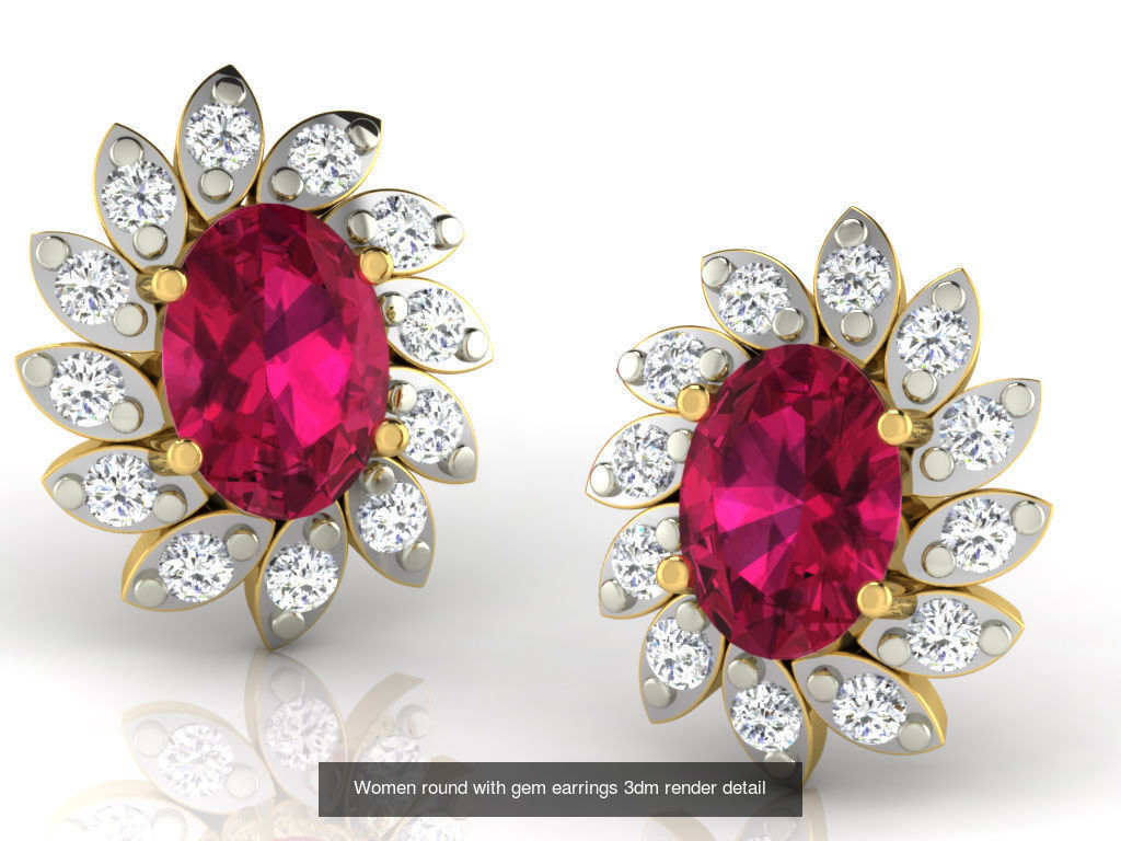 22 Studs Earrings 3dm renders details  3D Model Collection_27