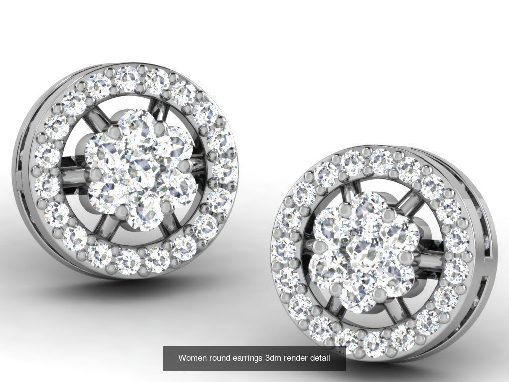 22 Studs Earrings 3dm renders details  3D Model Collection_6