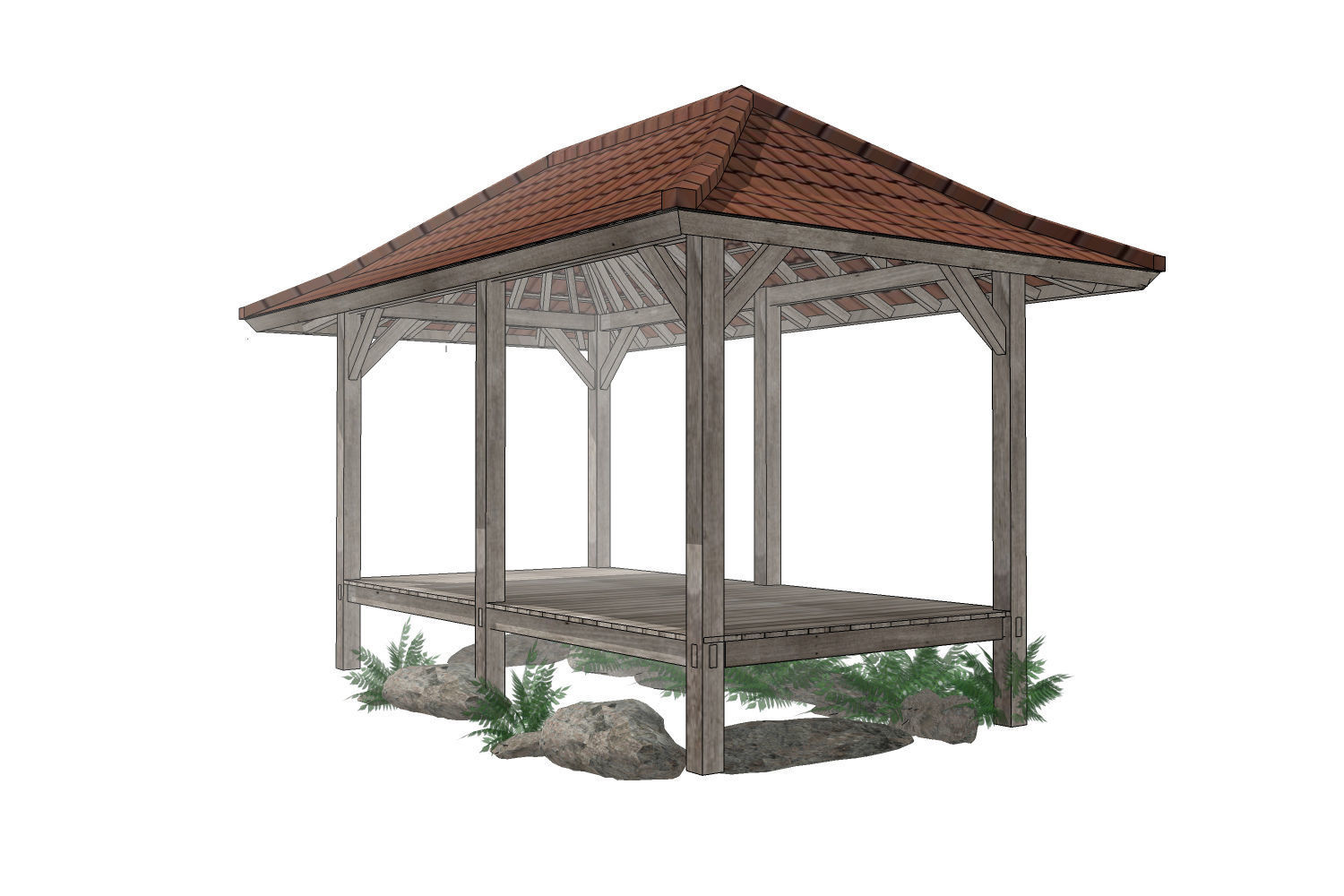 Bali Gazebo 3D model_3