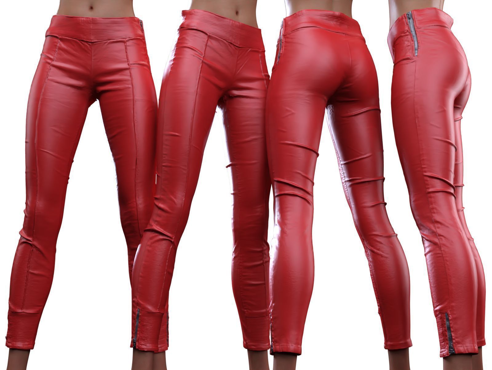 Frontal Detail Leather Trousers 3D model_11