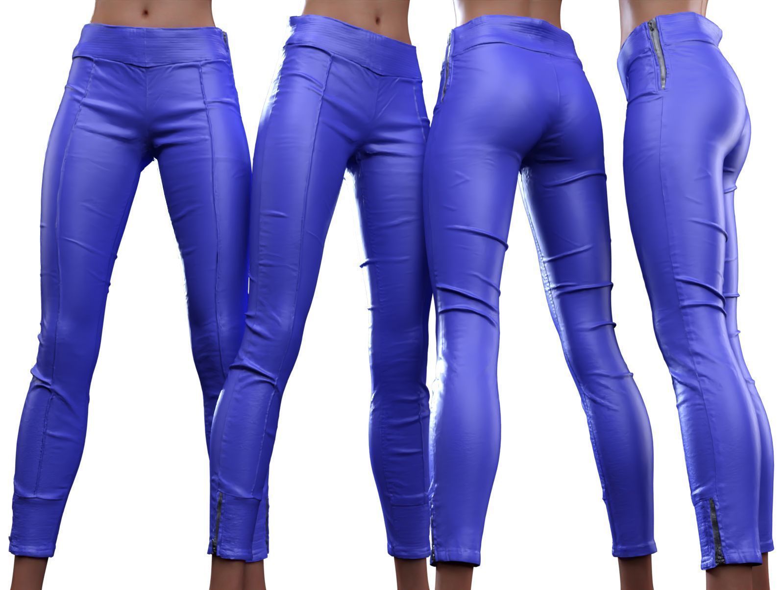 Frontal Detail Leather Trousers 3D model_12