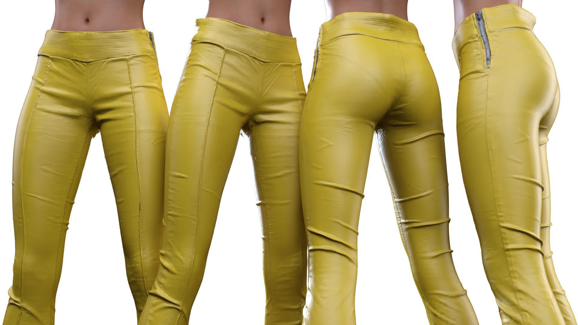 Frontal Detail Leather Trousers 3D model_18