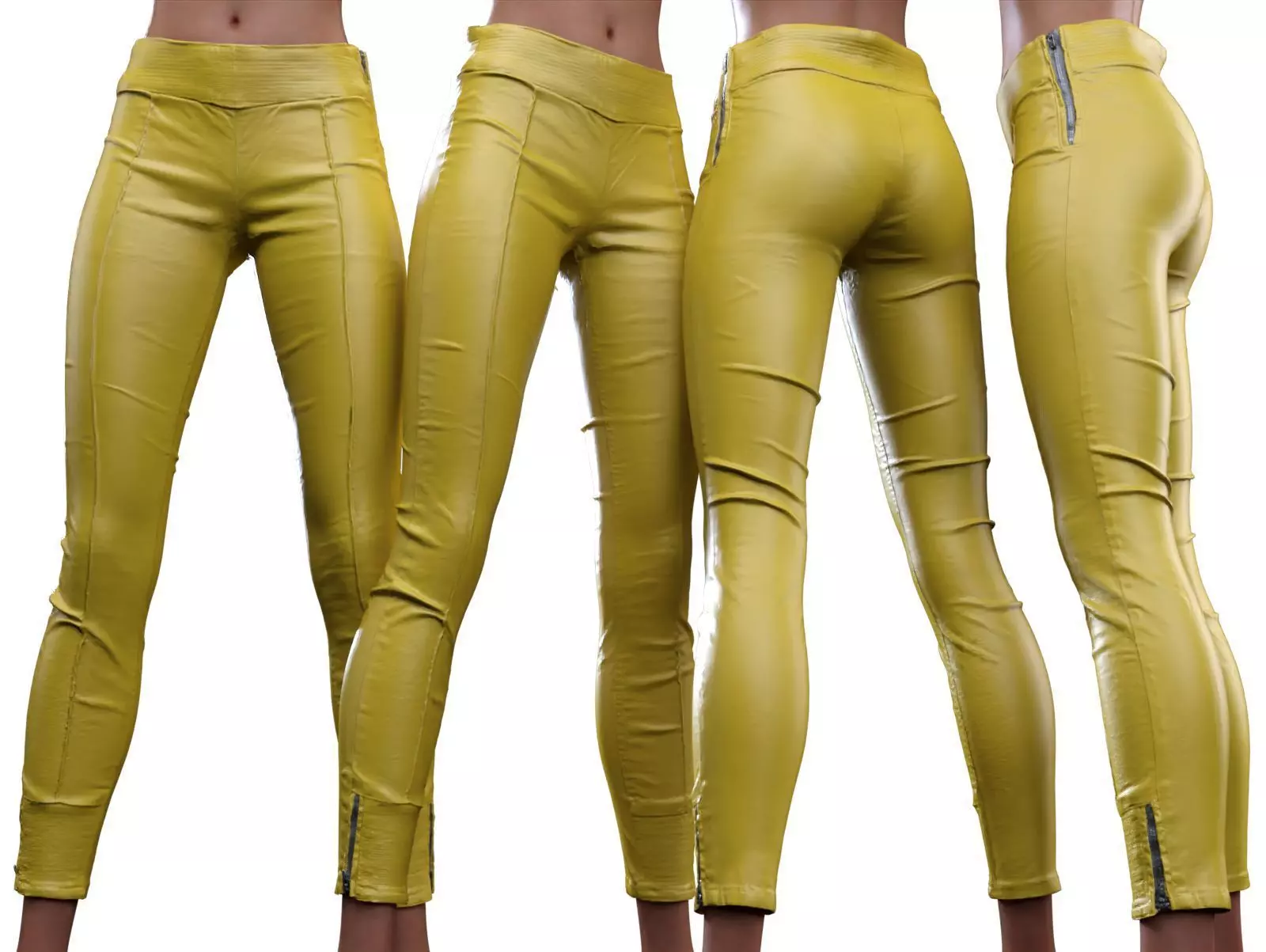 Frontal Detail Leather Trousers 3D model_0
