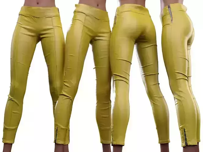 Frontal Detail Leather Trousers 3D model