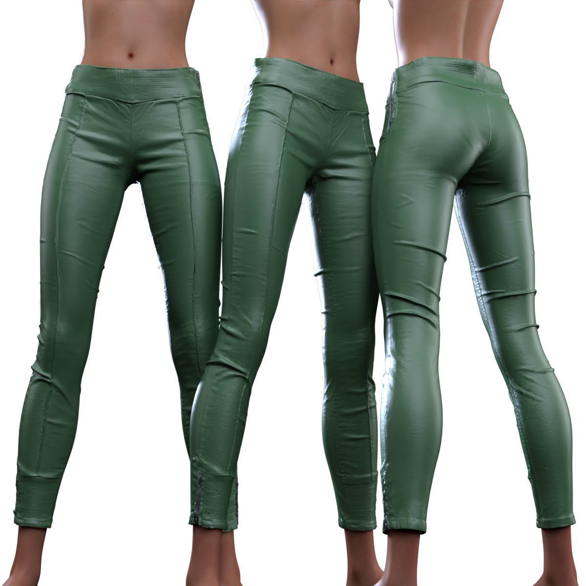 Frontal Detail Leather Trousers 3D model_14