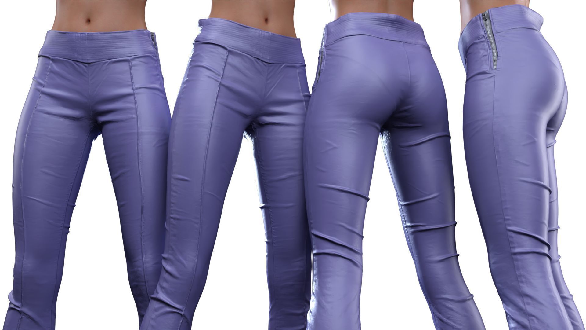 Frontal Detail Leather Trousers 3D model_1