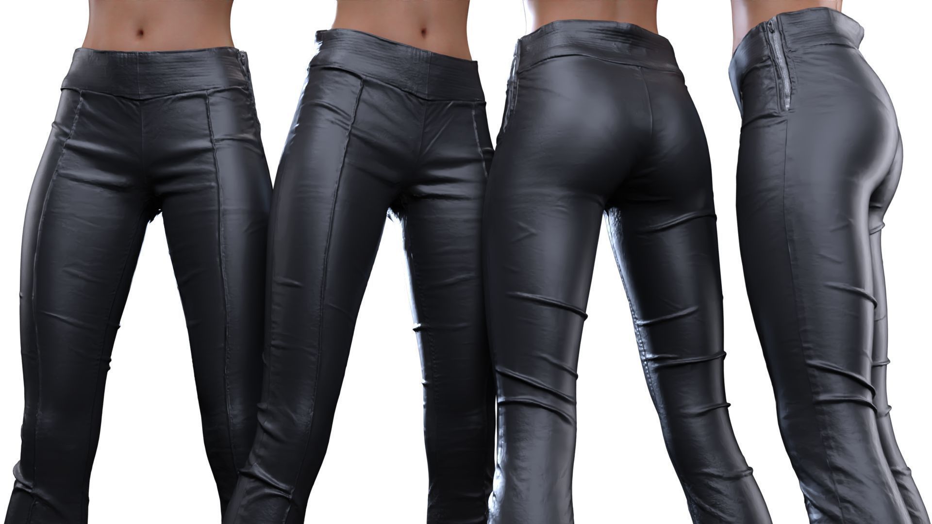 Frontal Detail Leather Trousers 3D model_16