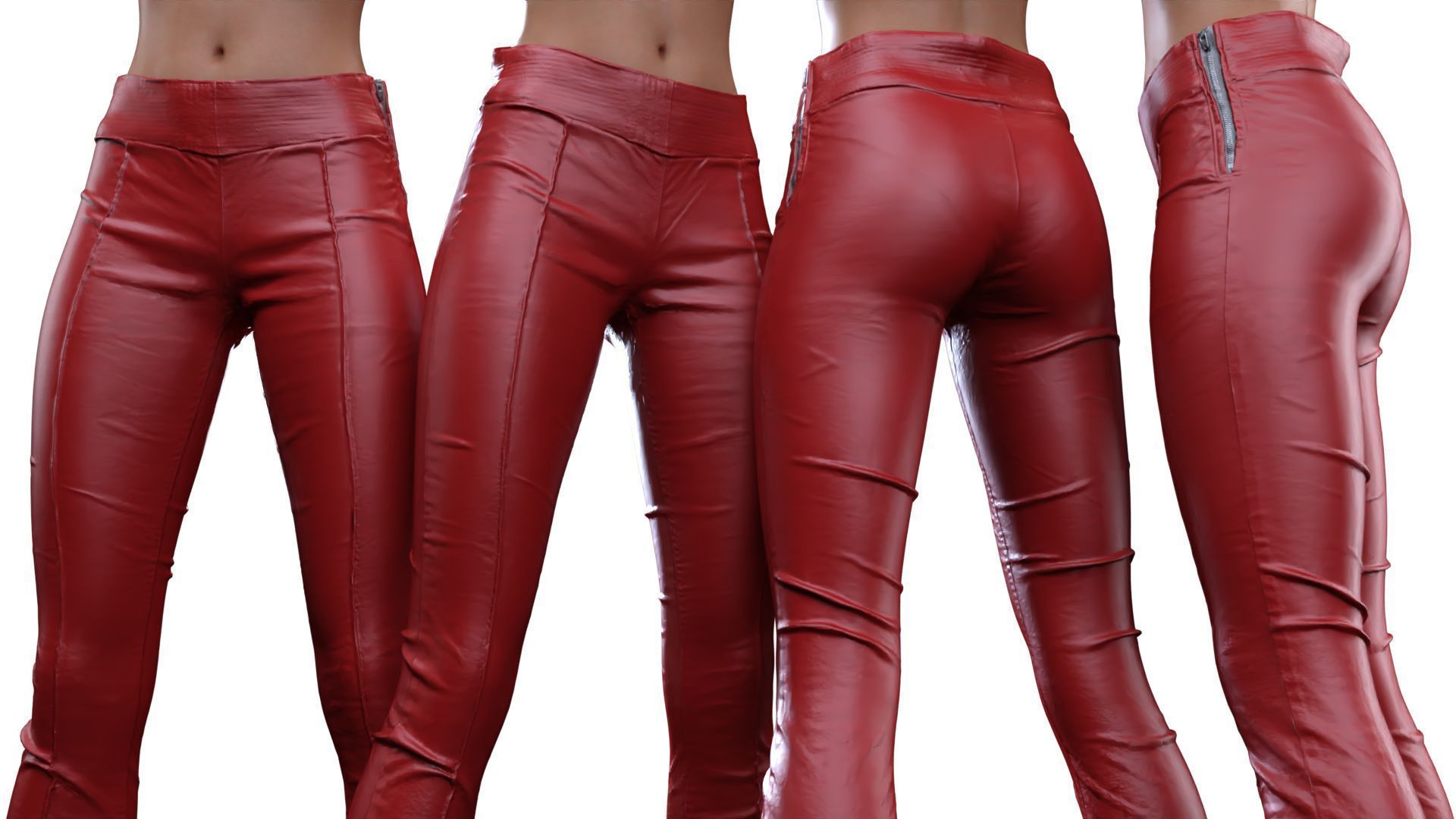 Frontal Detail Leather Trousers 3D model_15