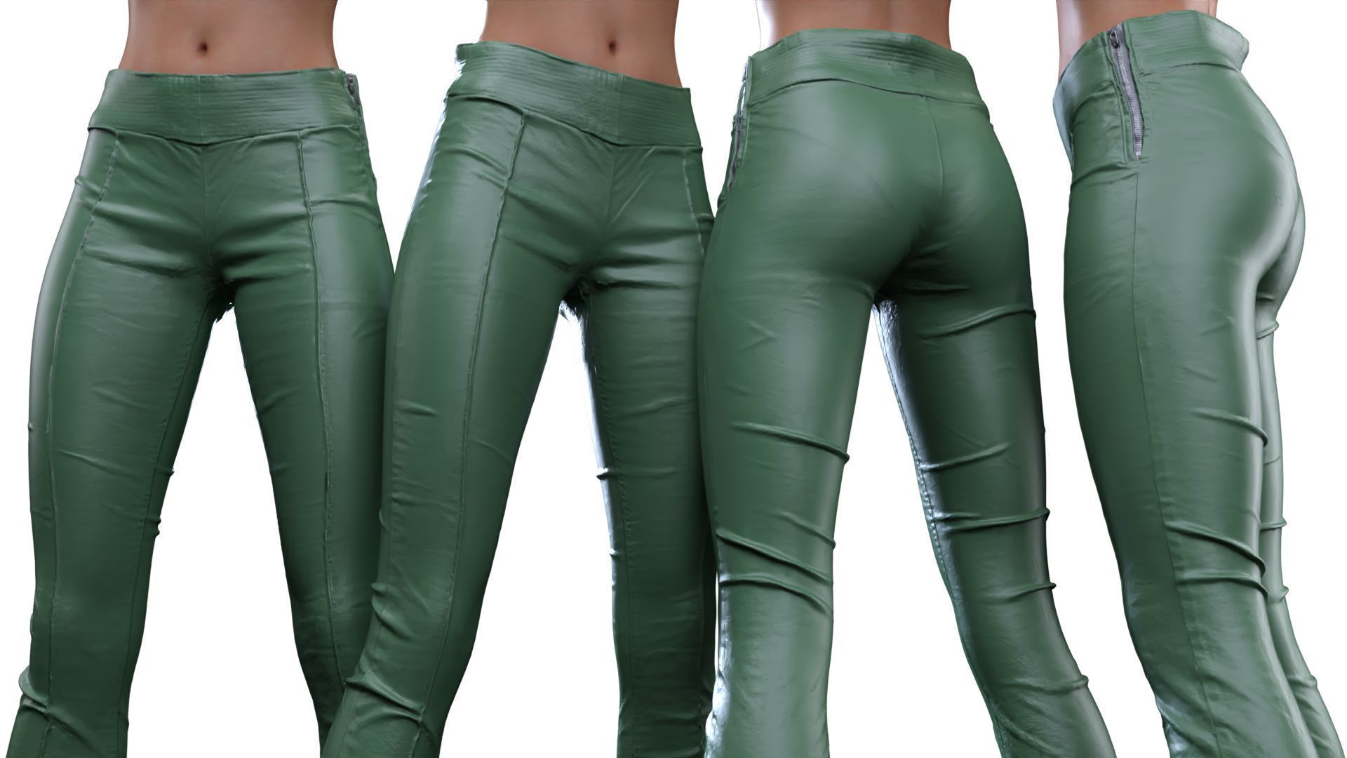 Frontal Detail Leather Trousers 3D model_17