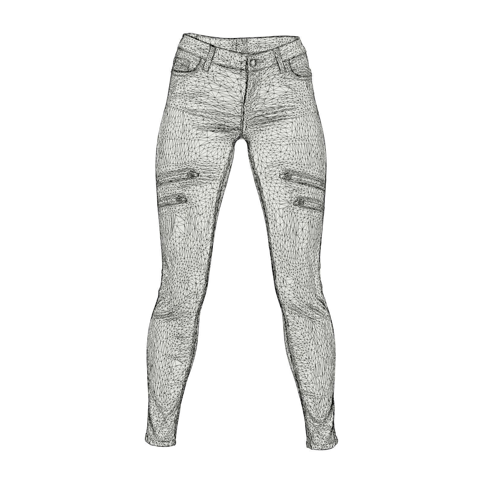 Front Zippers Jeans Trousers 3D model_8