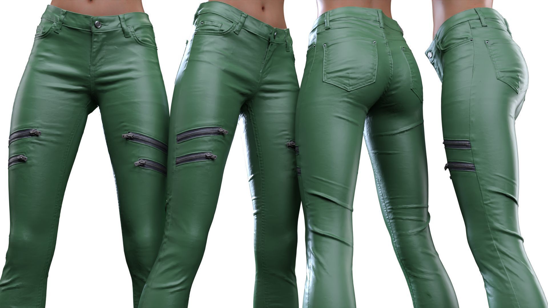 Front Zippers Jeans Trousers 3D model_17