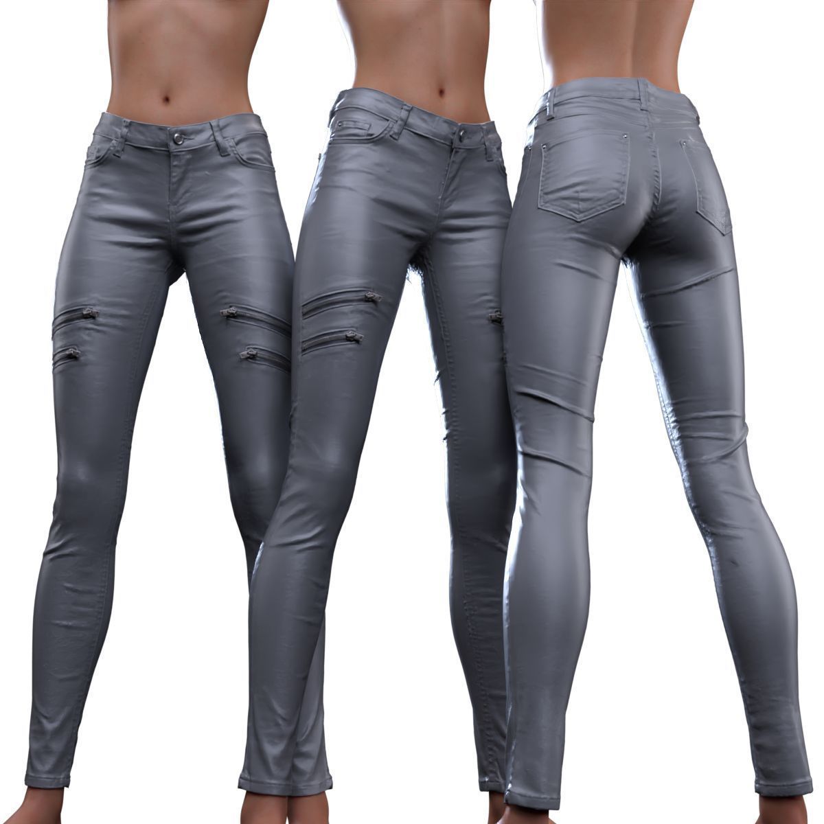 Front Zippers Jeans Trousers 3D model_1