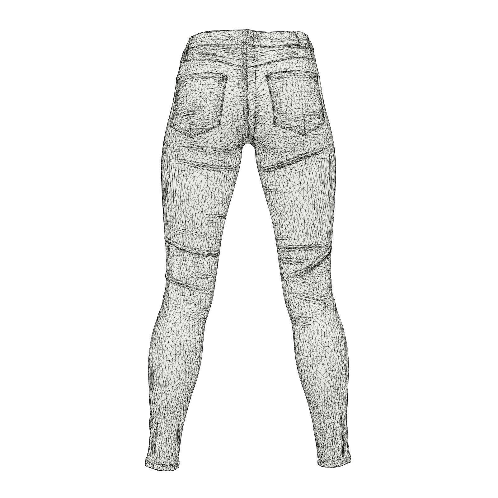 Front Zippers Jeans Trousers 3D model_9