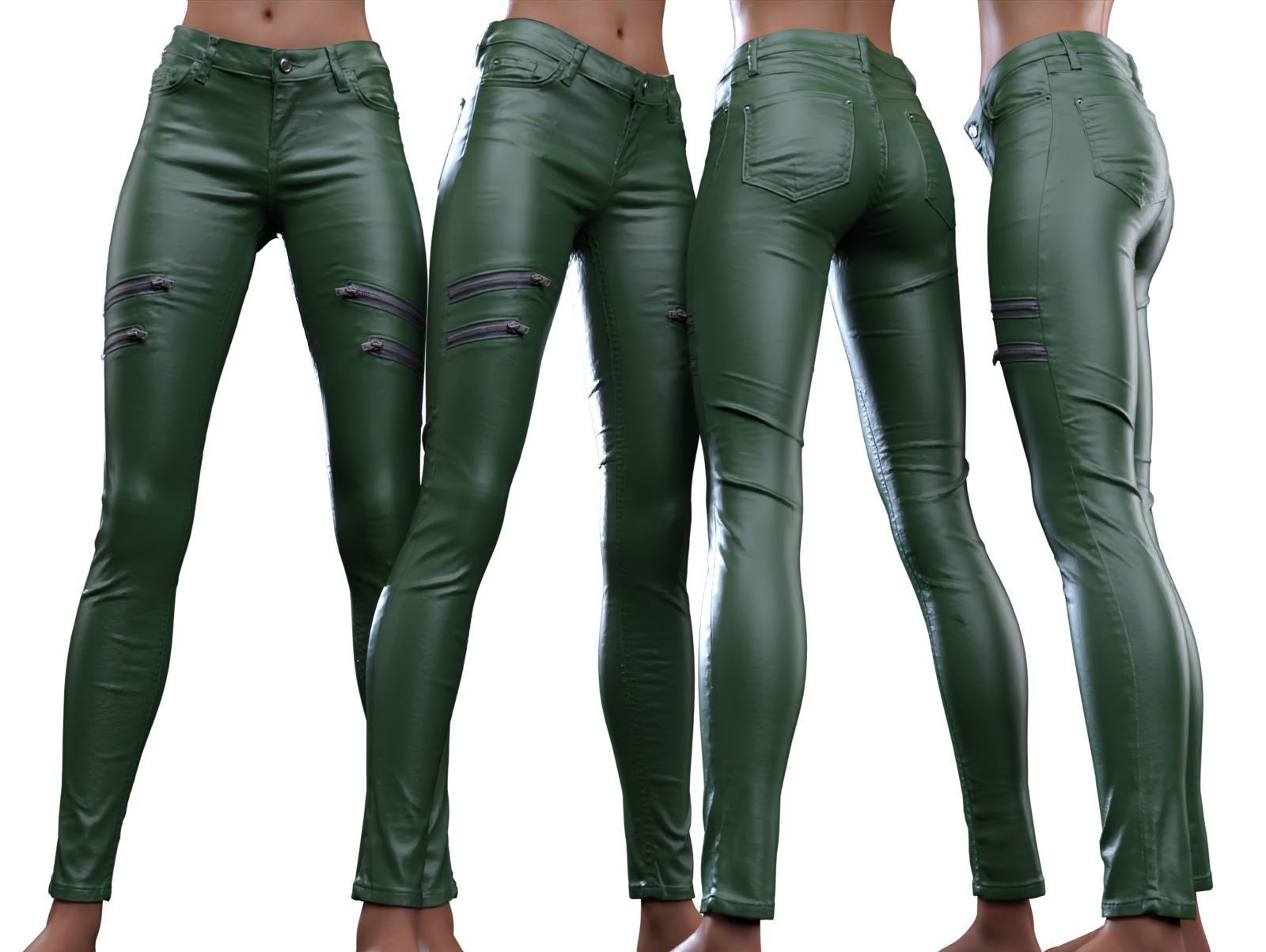 Front Zippers Jeans Trousers 3D model_12