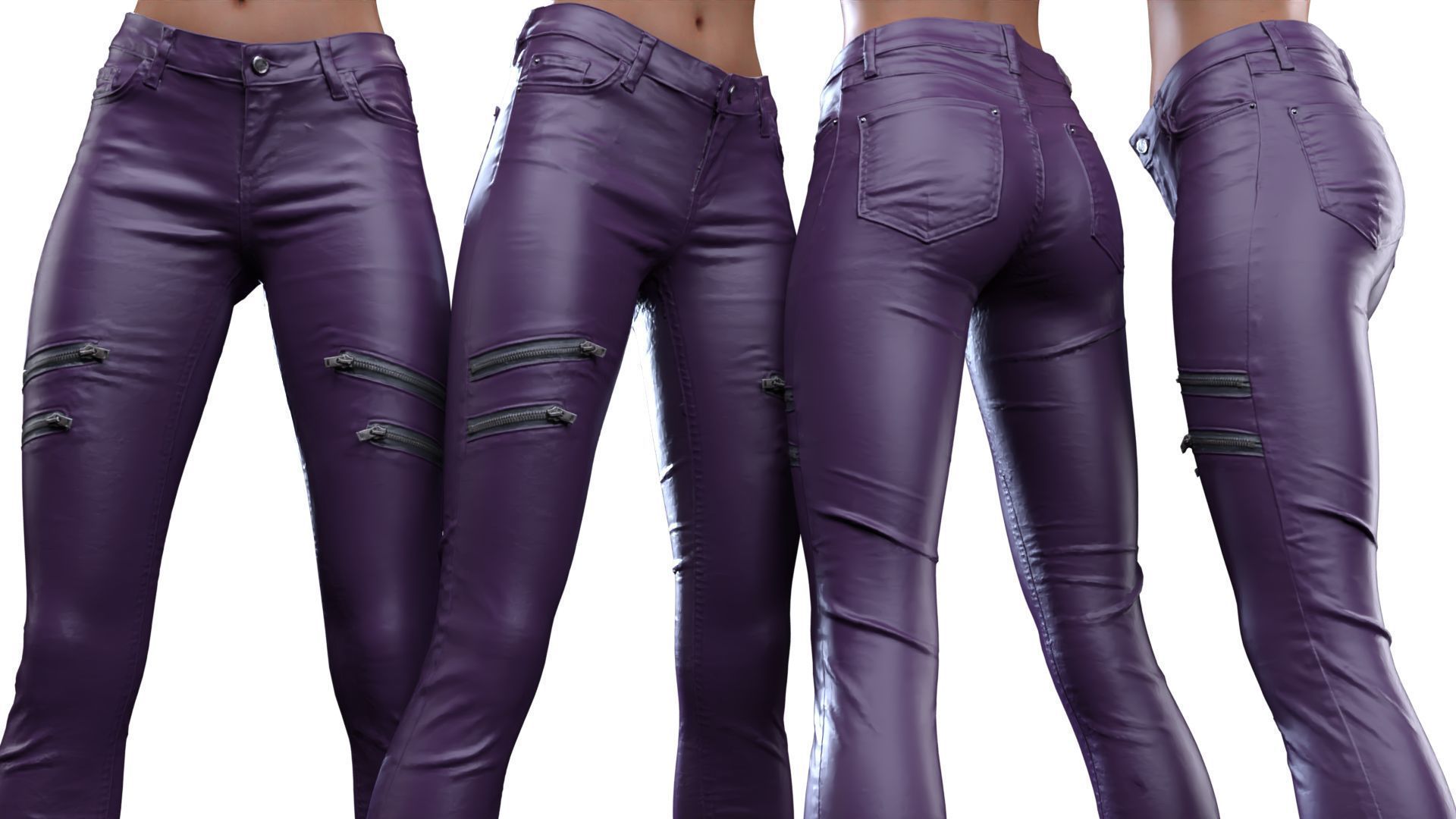 Front Zippers Jeans Trousers 3D model_15