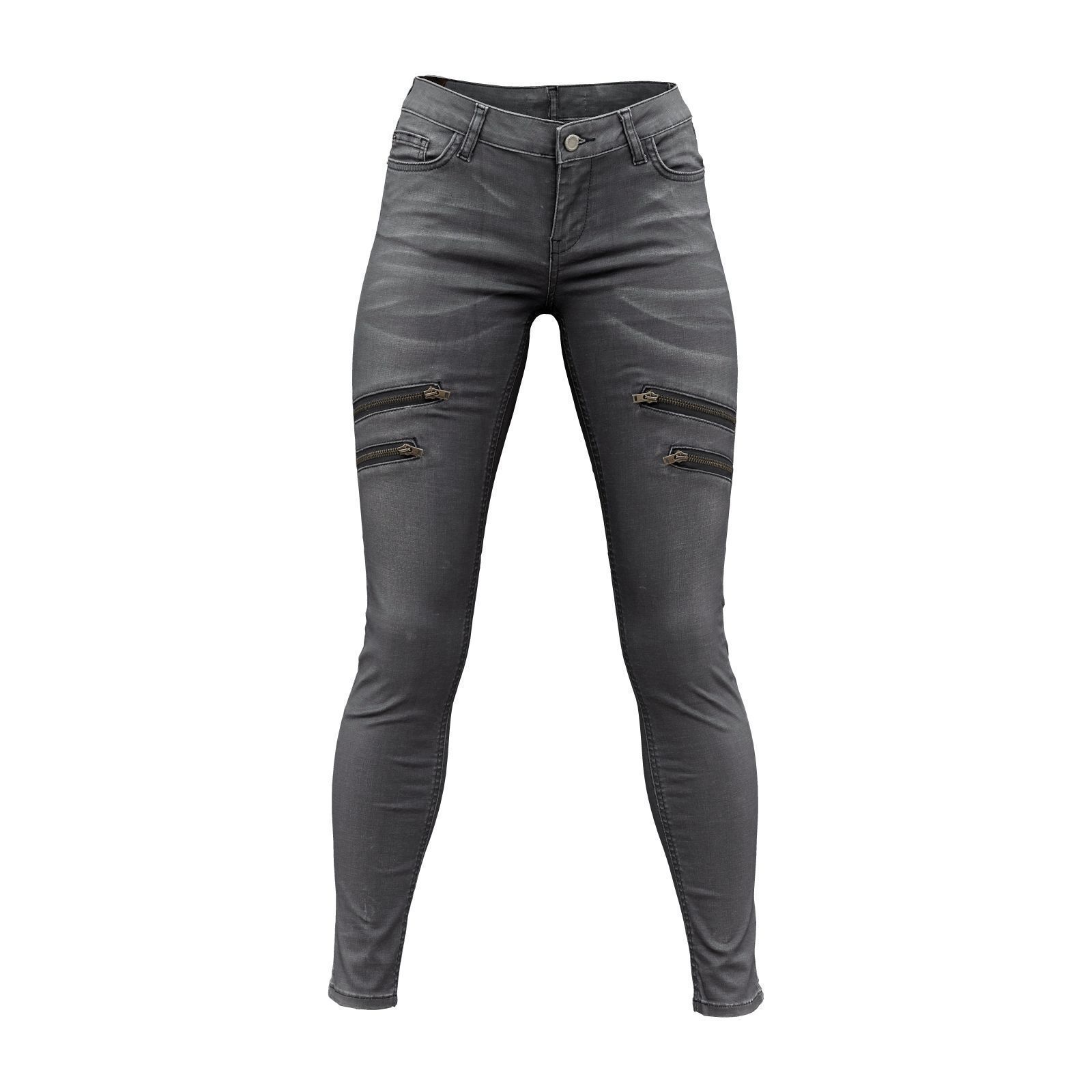 Front Zippers Jeans Trousers 3D model_2