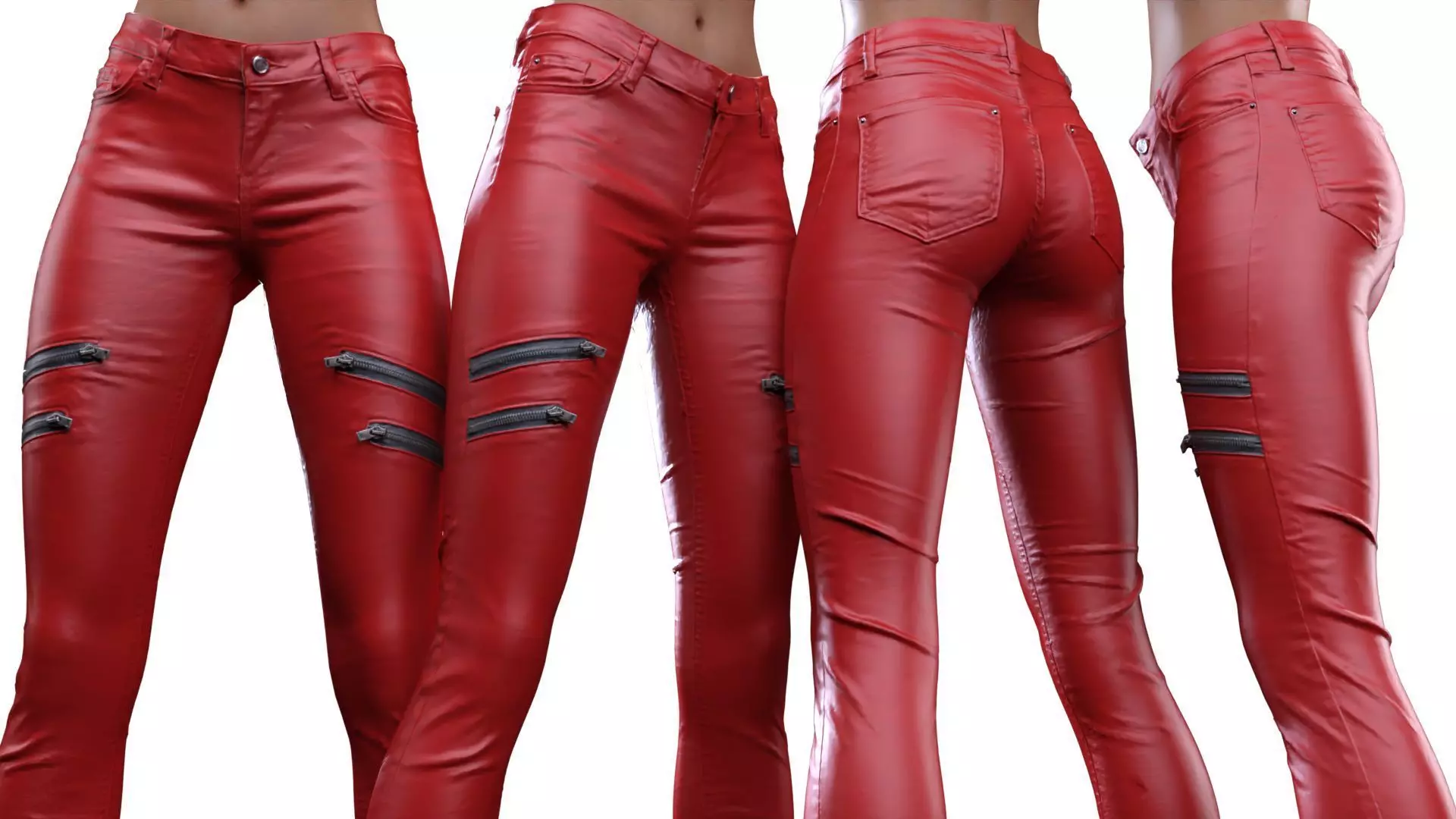 Front Zippers Jeans Trousers 3D model_0