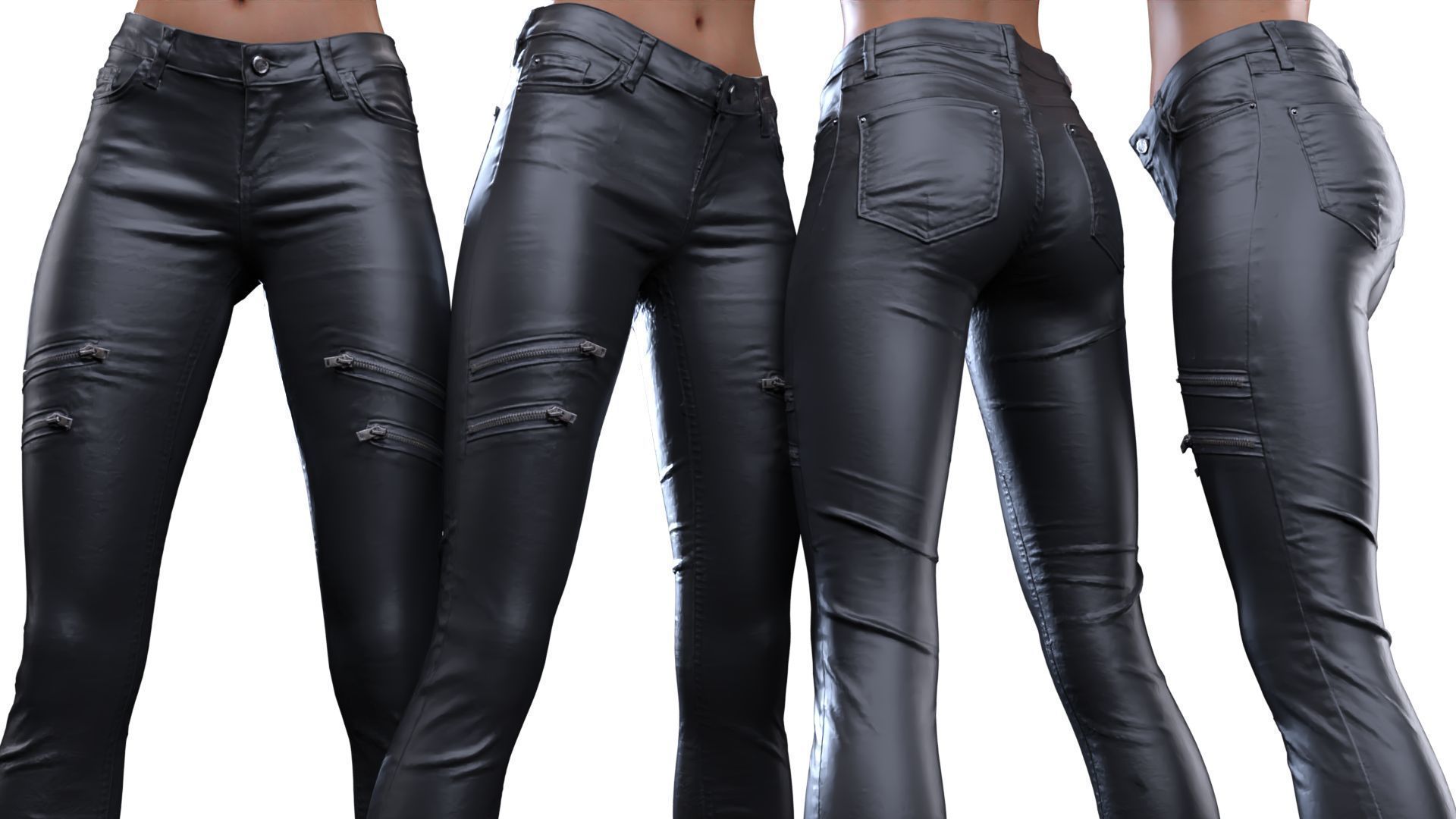 Front Zippers Jeans Trousers 3D model_18