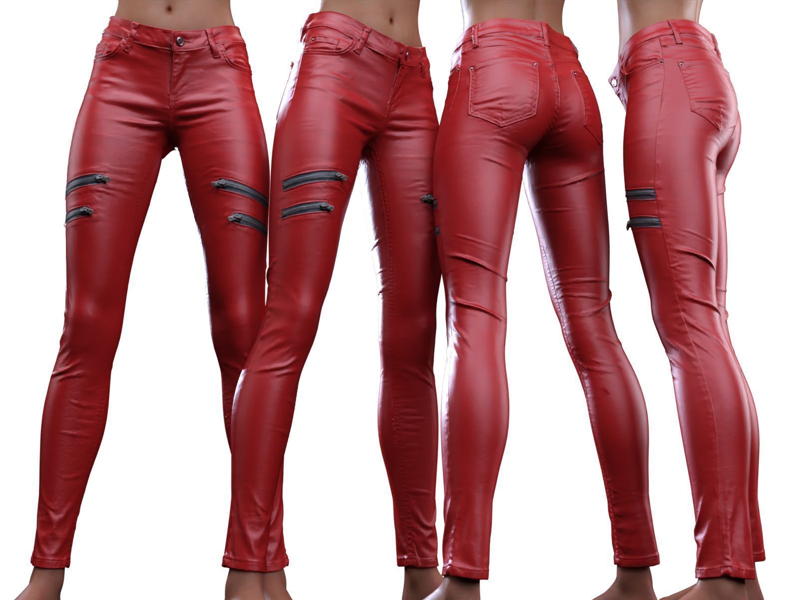 Front Zippers Jeans Trousers 3D model_11