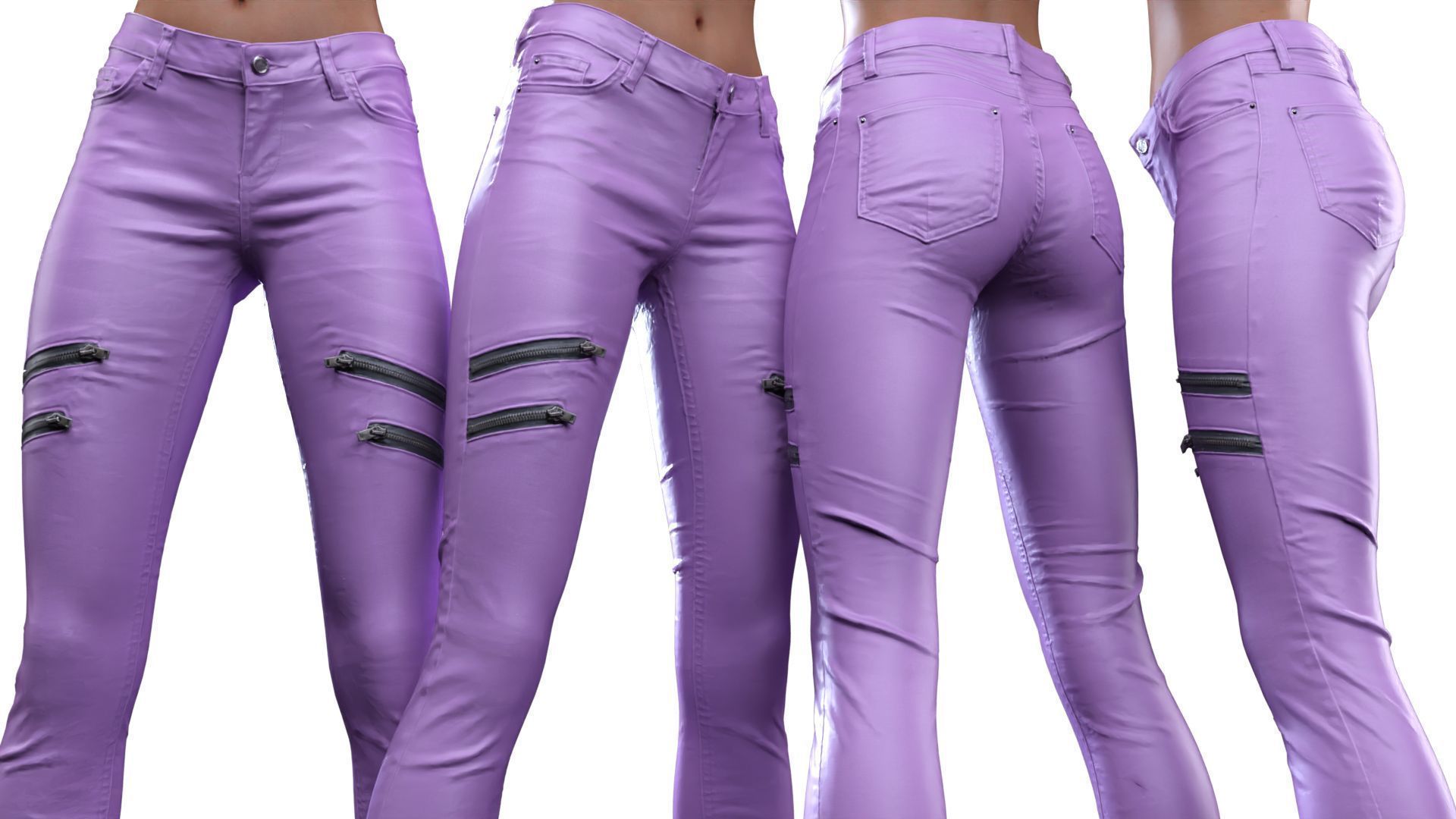 Front Zippers Jeans Trousers 3D model_16