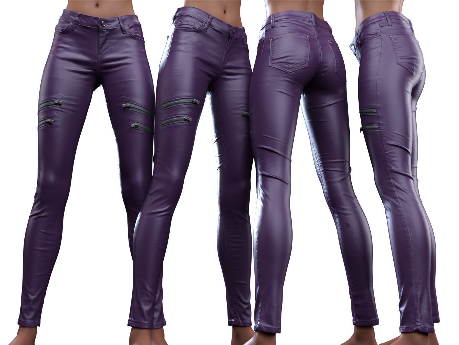 Front Zippers Jeans Trousers 3D model_13